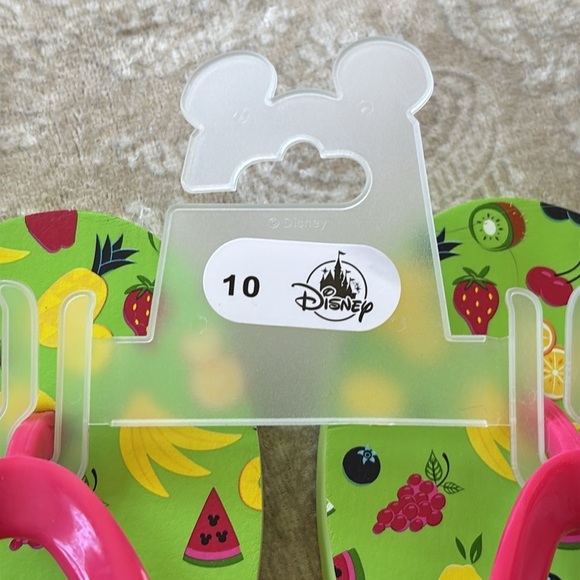 Brand New Disney Park Colorful Fruit Thong Flip Flops Sandals Green Mickey Mouse - Picture 4 of 15